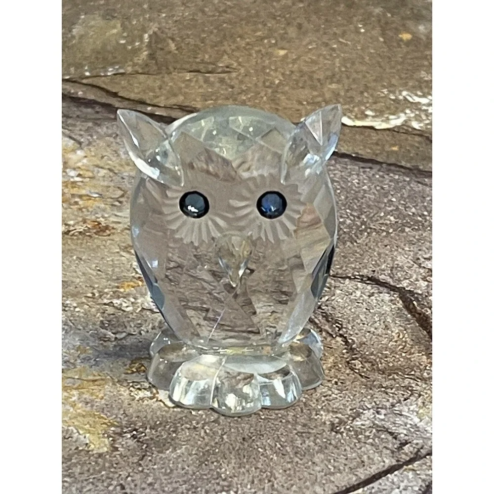 Sklarny Bydzov Crystal Glass Owl Figurine Crystal from Bohemia Handmade